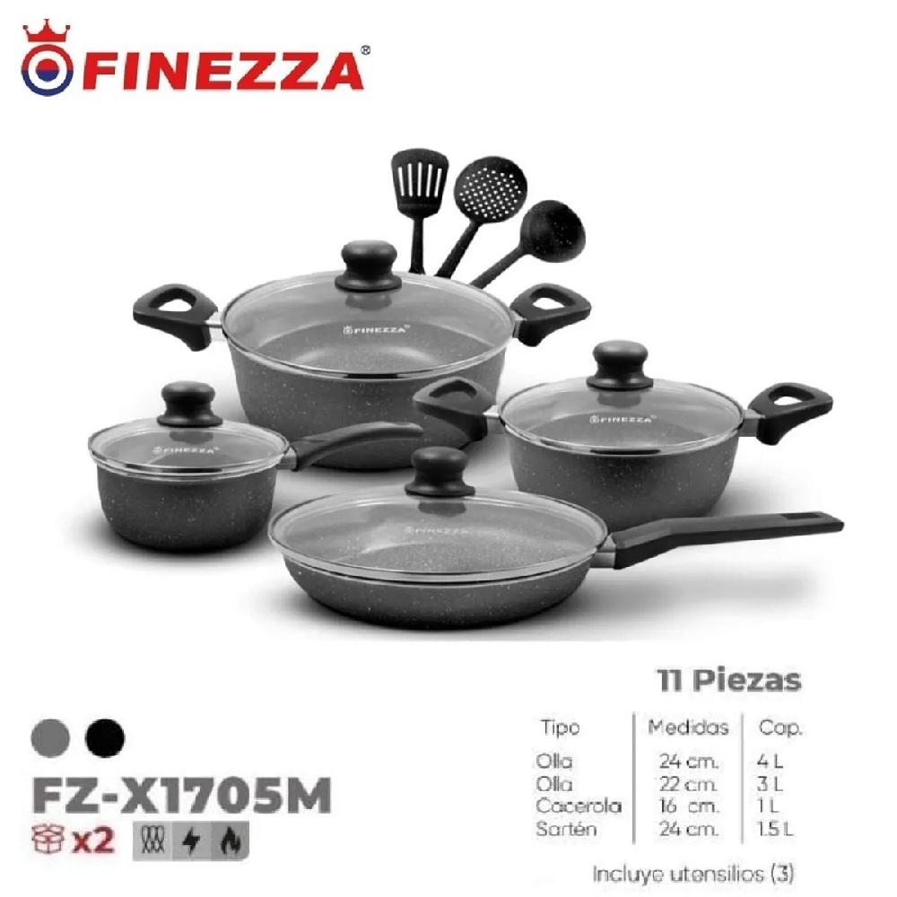 SET DE OLLAS DE ULTRAGRANITO 11 PZAS FZ-X1705M GRIS - 1