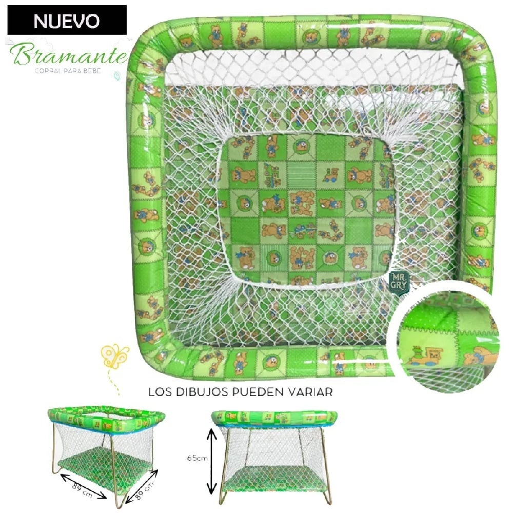 CORRAL PLASTIFICADO PLEGABLE BRAMA CON DISEÑO 89CM DE LARGO ALTO 65 VERDE - 1