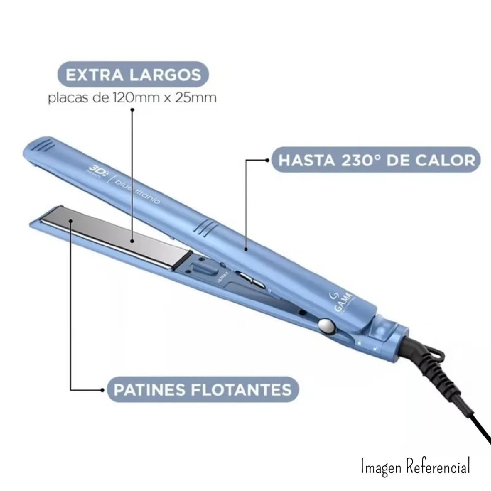 PLANCHA ALISADORA GAMA 3D BLUE TITANIO - 2
