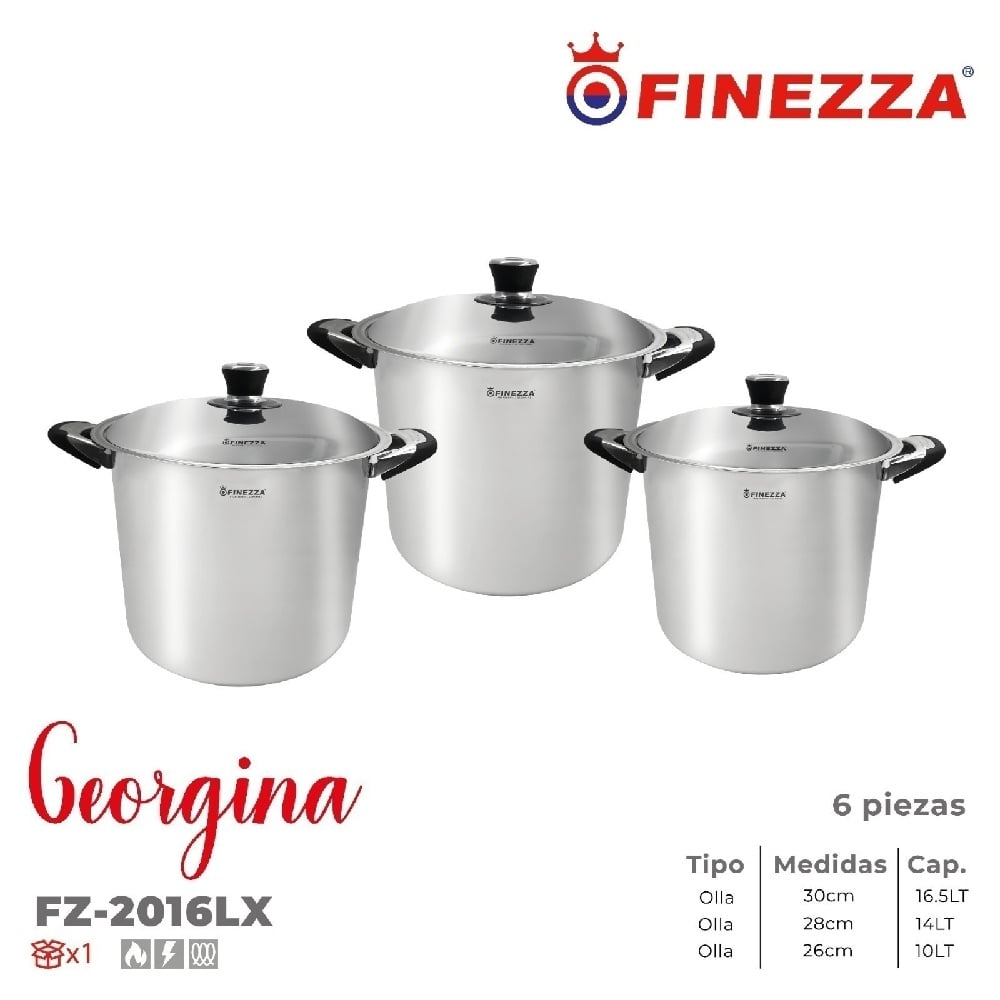 JUEGOS DE OLLA GEORGINA ACERO INOXIDABLE  FZ-2016LX 6 PIEZAS - 1
