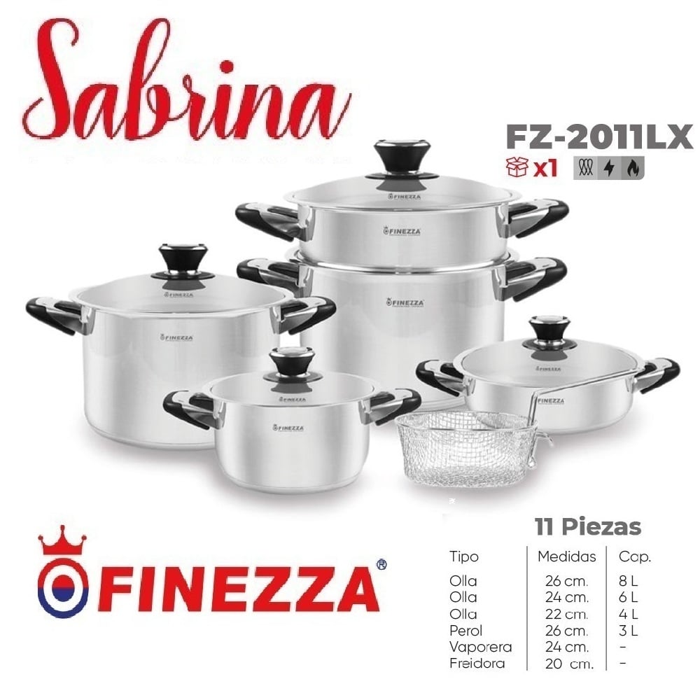 SET DE OLLAS ACERO INOXIDABLE SABRINA 11 PZAS FZ-2011LX - 1