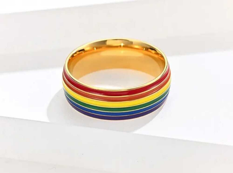 ANILLO DE TITANIO UNISEX MODELO ARCOÍRIS - 2
