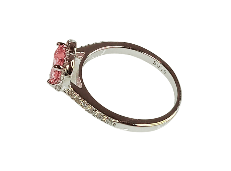 ANILLO DE COMPROMISO DE PLATA BAÑADO EN ORO BLANCO MODELO 614 ROSA - 3