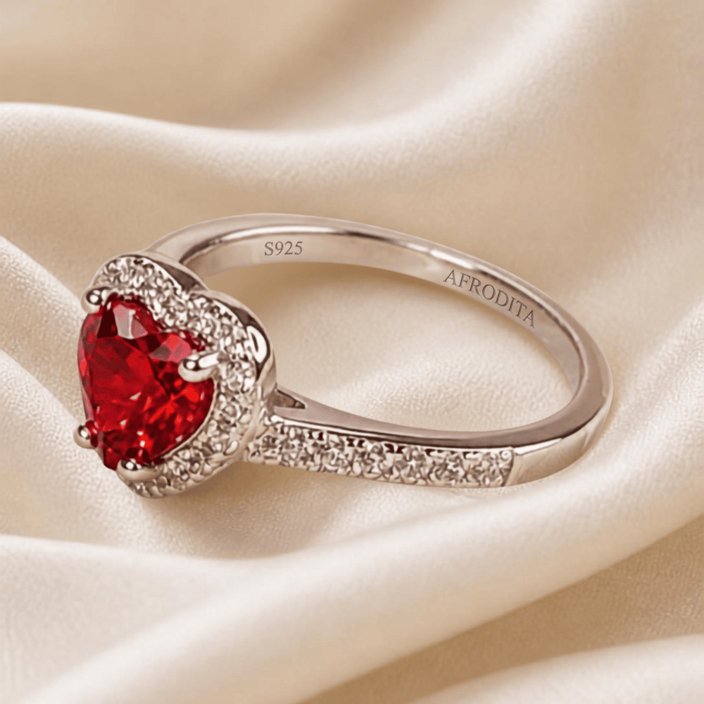 ANILLO DE COMPROMISO DE PLATA BAÑADO EN ORO BLANCO MODELO 614 RUBÍ - 2