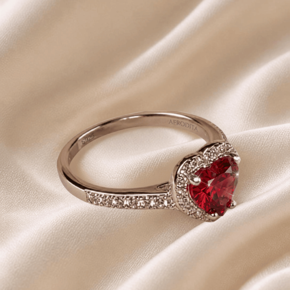 ANILLO DE COMPROMISO DE PLATA BAÑADO EN ORO BLANCO MODELO 614 RUBÍ - 3