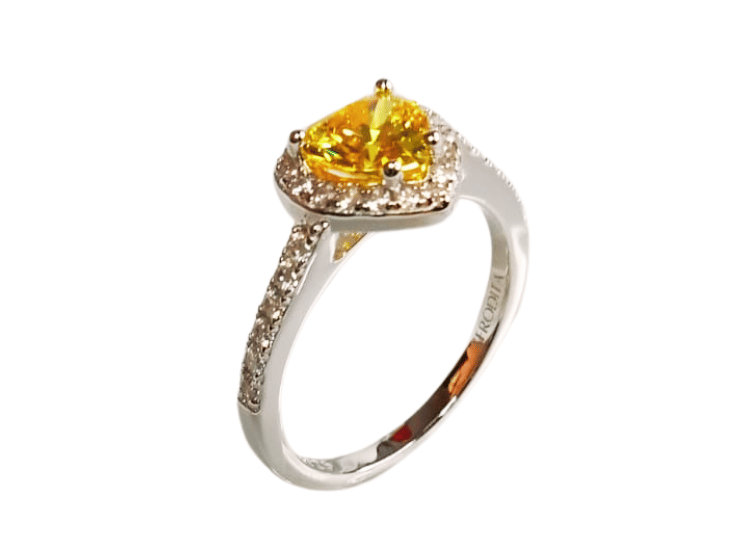 ANILLO DE COMPROMISO DE PLATA BAÑADO EN ORO BLANCO MODELO 614 ÁMBAR - 1