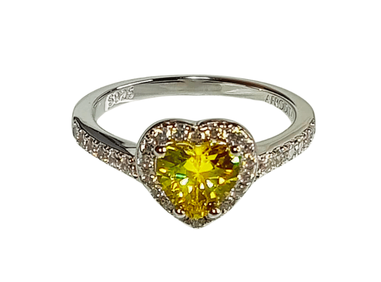 ANILLO DE COMPROMISO DE PLATA BAÑADO EN ORO BLANCO MODELO 614 ÁMBAR - 2