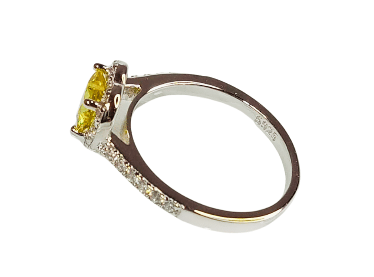 ANILLO DE COMPROMISO DE PLATA BAÑADO EN ORO BLANCO MODELO 614 ÁMBAR - 4
