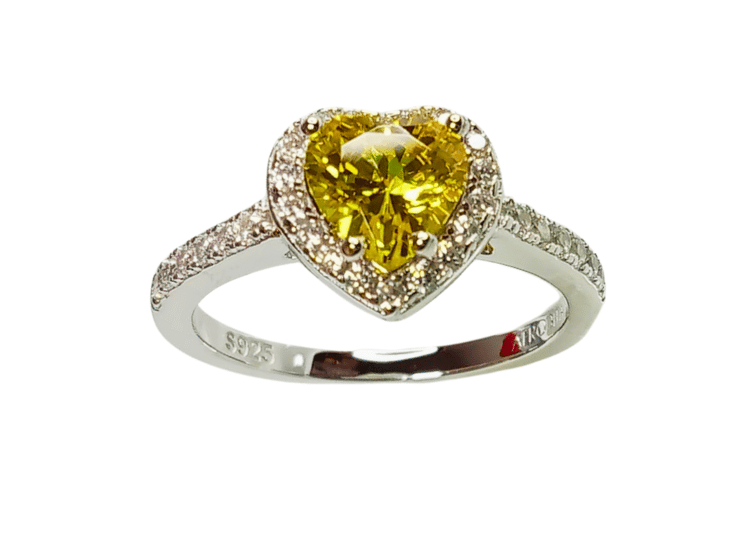 ANILLO DE COMPROMISO DE PLATA BAÑADO EN ORO BLANCO MODELO 614 ÁMBAR - 5