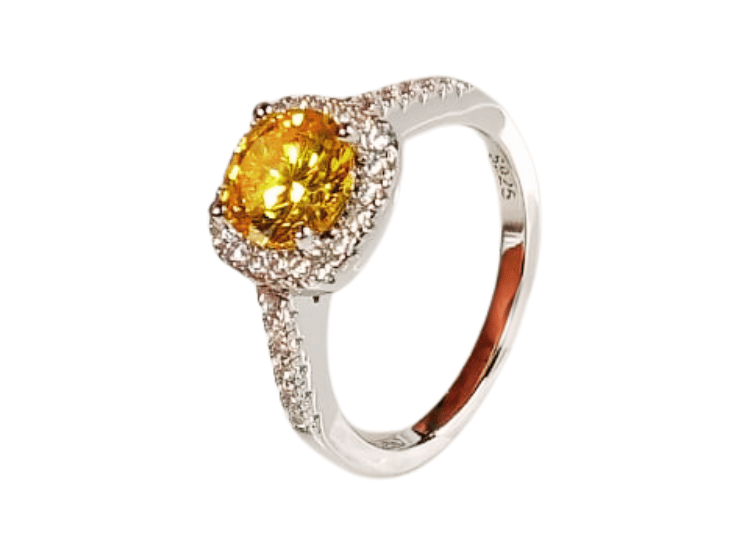 ANILLO DE COMPROMISO DE PLATA BAÑADO EN ORO BLANCO ECF887 - 1