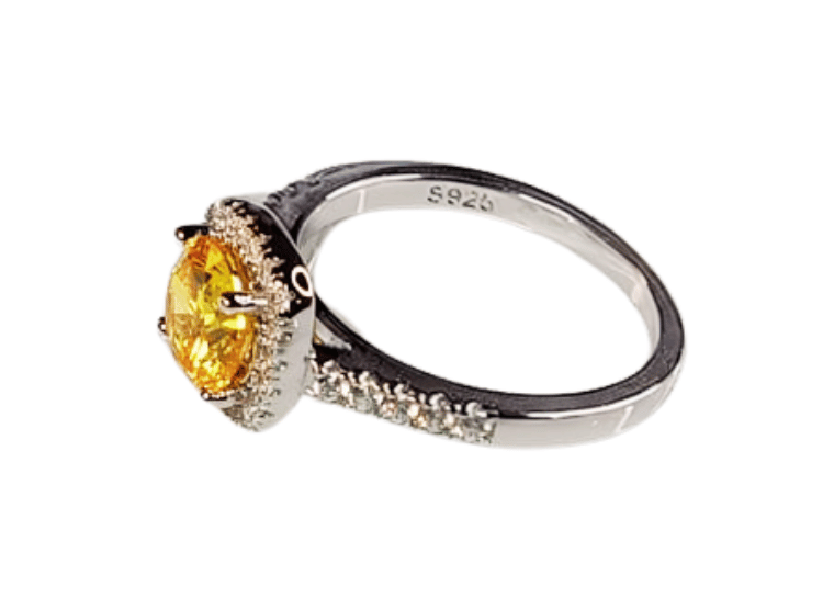 ANILLO DE COMPROMISO DE PLATA BAÑADO EN ORO BLANCO ECF887 - 2