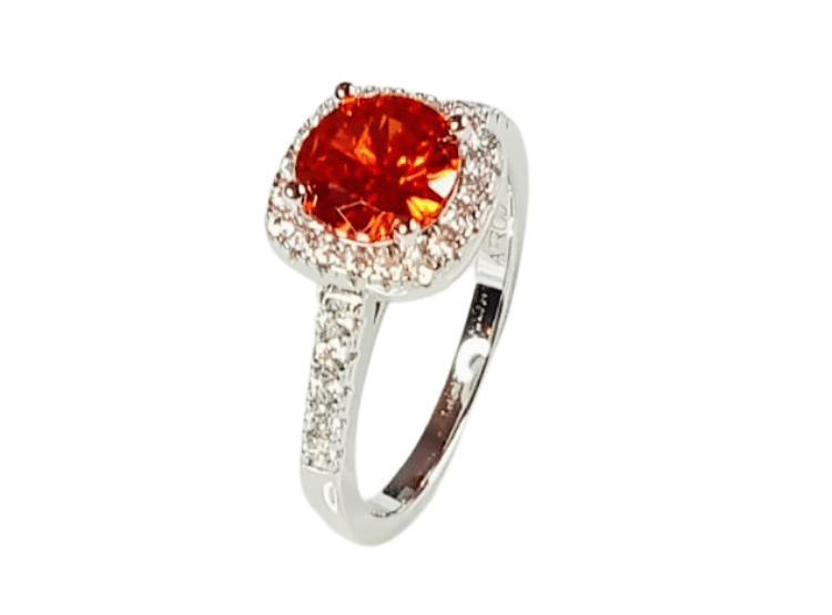 ANILLO DE COMPROMISO DE PLATA BAÑADO EN ORO BLANCO ECF888 - 1