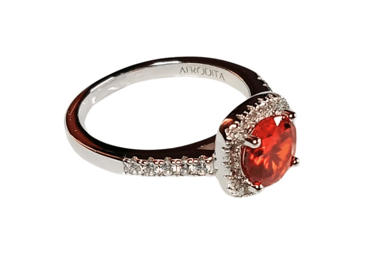 ANILLO DE COMPROMISO DE PLATA BAÑADO EN ORO BLANCO ECF888 - 3
