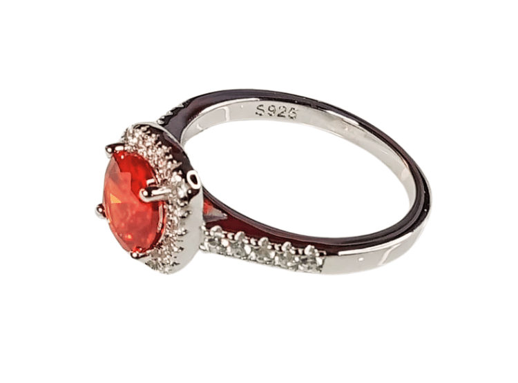 ANILLO DE COMPROMISO DE PLATA BAÑADO EN ORO BLANCO ECF888 - 4