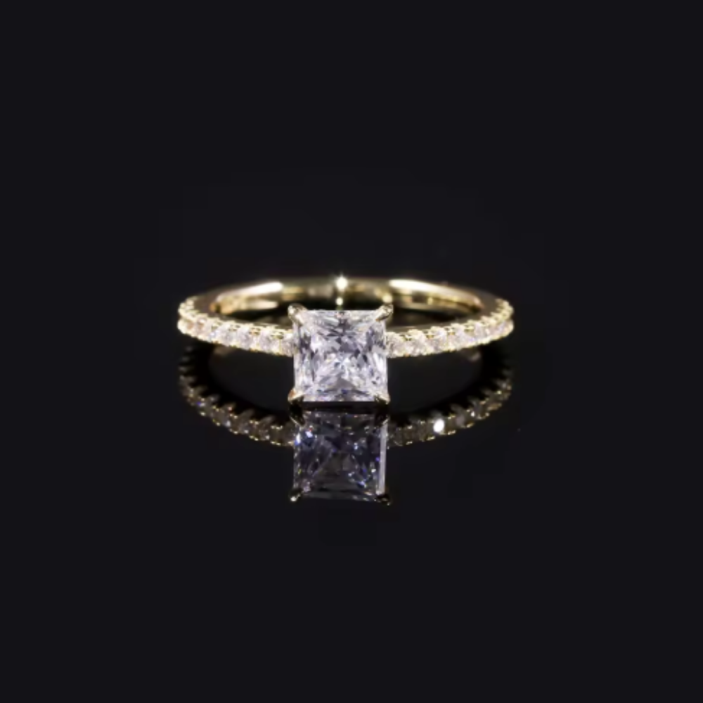ANILLO DE COMPROMISO AFRODITA 368 PLATA MACIZA BAÑADO EN ORO - 2