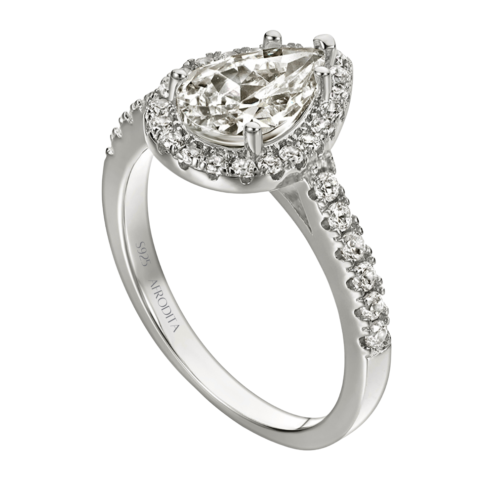ANILLO DE COMPROMISO AFRODITA 369 PLATA MACIZA BAÑADO EN ORO BLANCO - 1