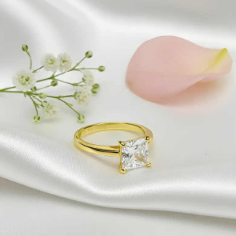 ANILLO DE COMPROMISO AFRODITA 371 PLATA MACIZA BAÑADO EN ORO - 2
