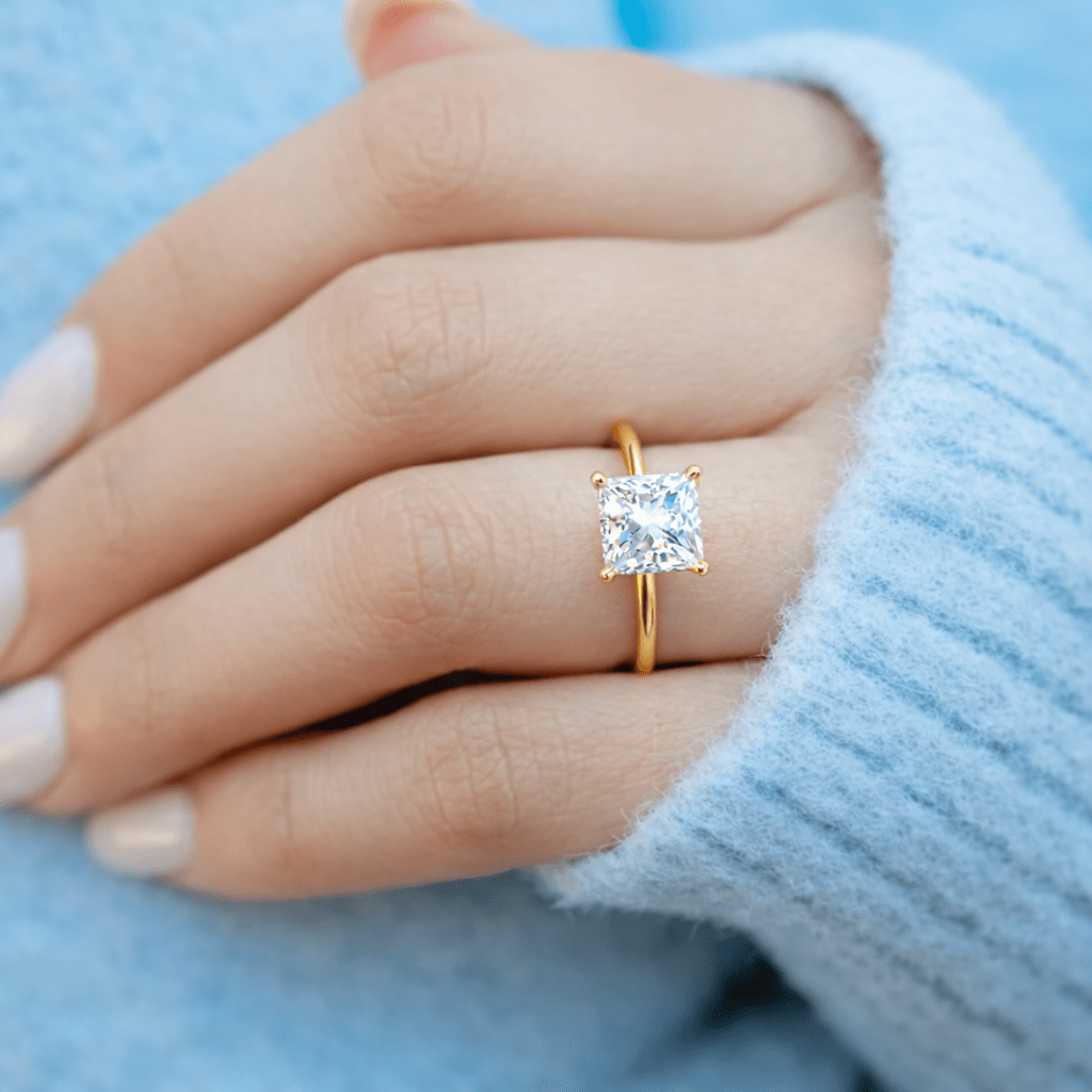 ANILLO DE COMPROMISO AFRODITA 371 PLATA MACIZA BAÑADO EN ORO - 3