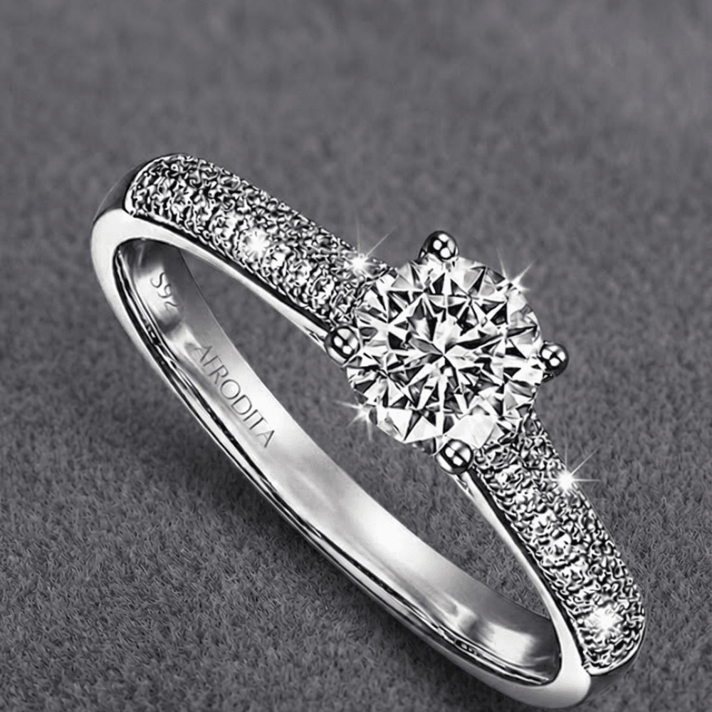 ANILLO DE COMPROMISO AFRODITA 374 PLATA MACIZA BAÑADO EN ORO - 2