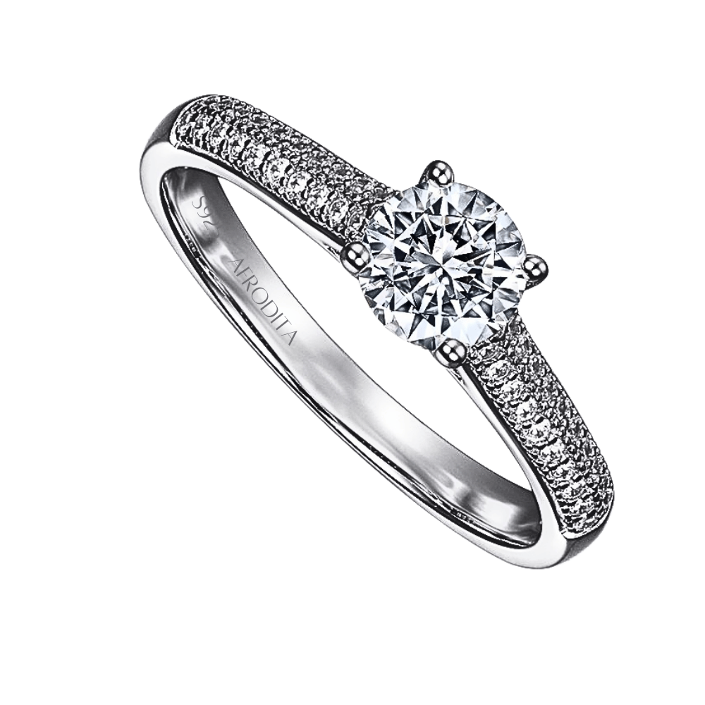 ANILLO DE COMPROMISO AFRODITA 374 PLATA MACIZA BAÑADO EN ORO - 4
