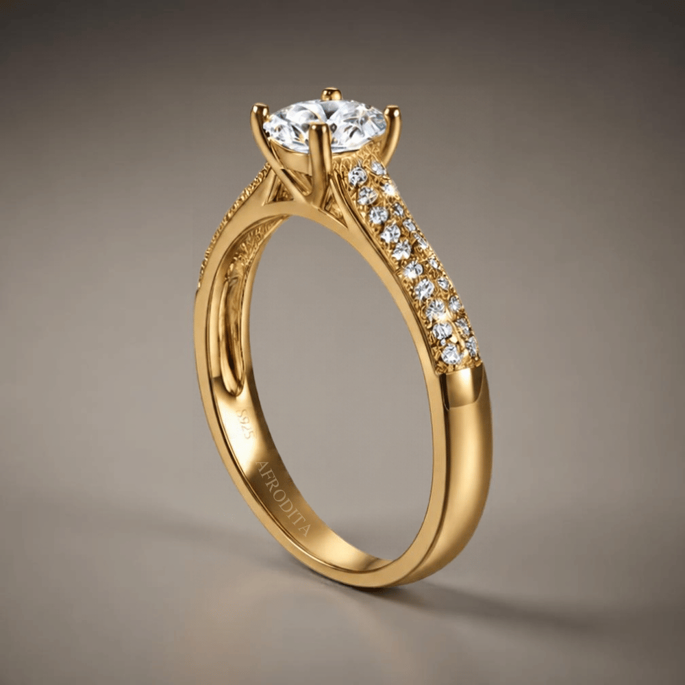 ANILLO DE COMPROMISO AFRODITA 375 PLATA MACIZA BAÑADO EN ORO 18K - 2