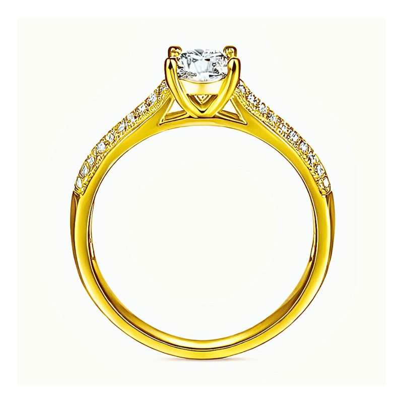 ANILLO DE COMPROMISO AFRODITA 375 PLATA MACIZA BAÑADO EN ORO 18K - 3
