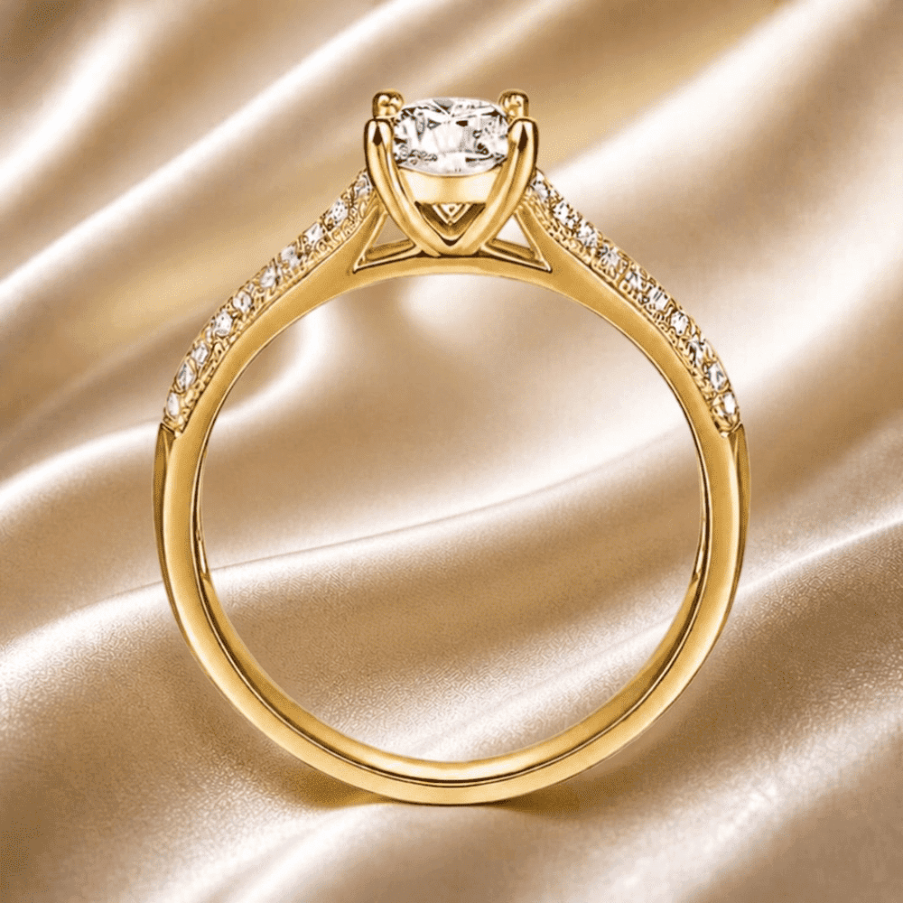 ANILLO DE COMPROMISO AFRODITA 375 PLATA MACIZA BAÑADO EN ORO 18K - 4