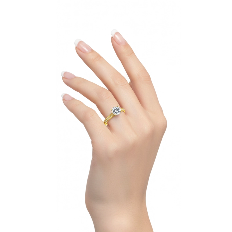 ANILLO DE COMPROMISO AFRODITA 375 PLATA MACIZA BAÑADO EN ORO 18K - 6