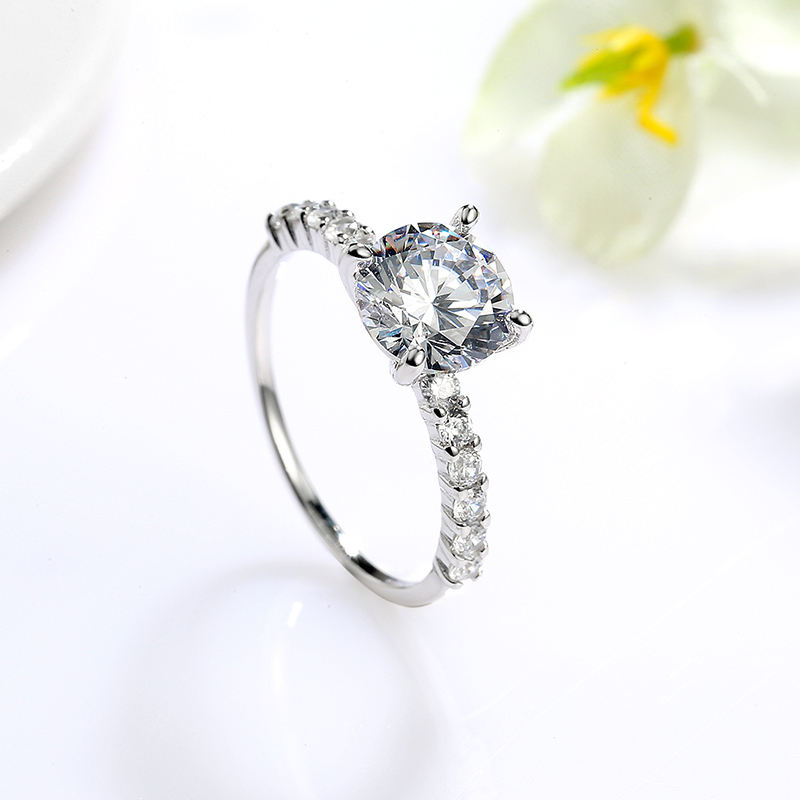 ANILLO DE COMPROMISO AFRODITA 377 PLATA MACIZA BAÑADO EN ORO BLANCO - 1