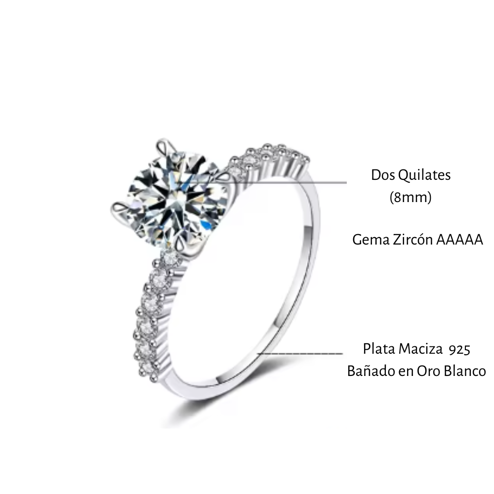 ANILLO DE COMPROMISO AFRODITA 377 PLATA MACIZA BAÑADO EN ORO BLANCO - 5