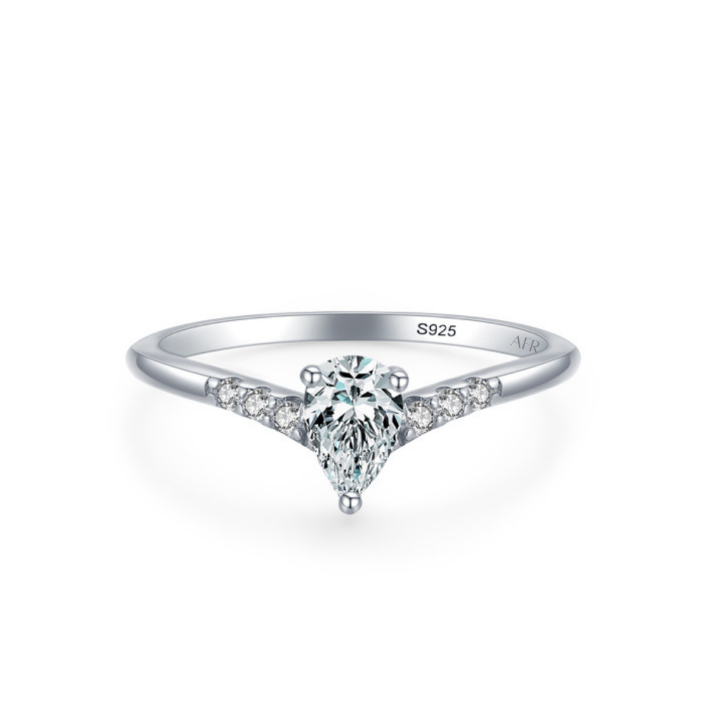 ANILLO DE COMPROMISO AFRODITA 378 PRINCESA PLATA MACIZA BAÑADO EN ORO BLANCO - 2