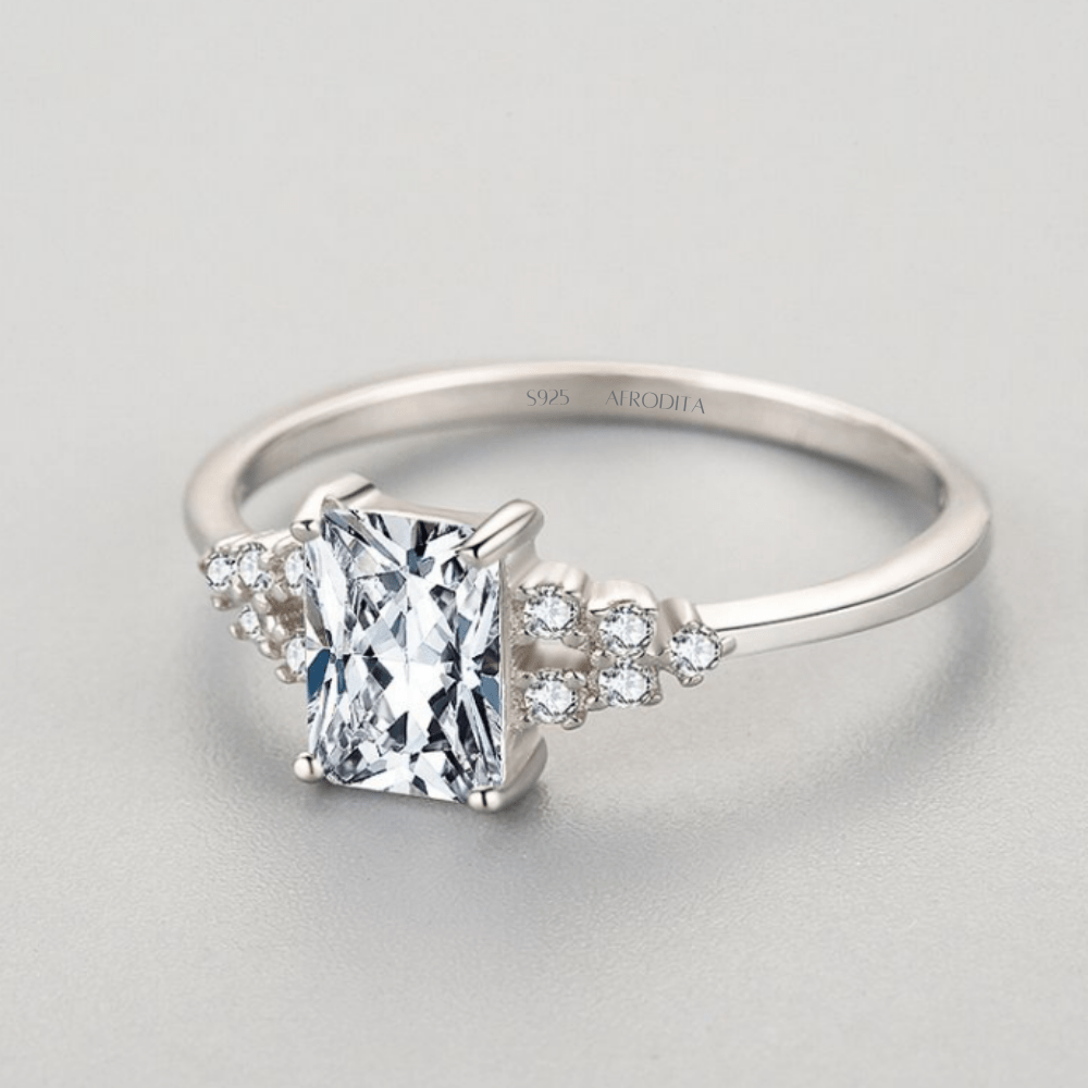 ANILLO DE PROMESA COMPROMISO AFRODITA 380 PLATA BAÑADO EN ORO BLANCO - 1