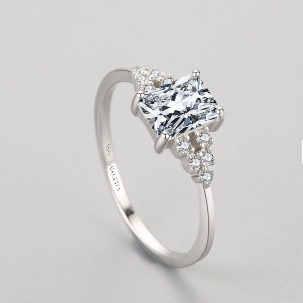 ANILLO DE PROMESA COMPROMISO AFRODITA 380 PLATA BAÑADO EN ORO BLANCO - 2
