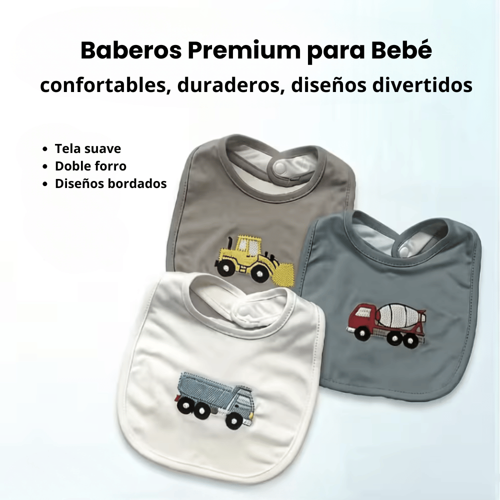 JUEGO DE 3 BABEROS PARA BEBÉ SUAVES ABSORBENTES PRÁCTICOS - 2