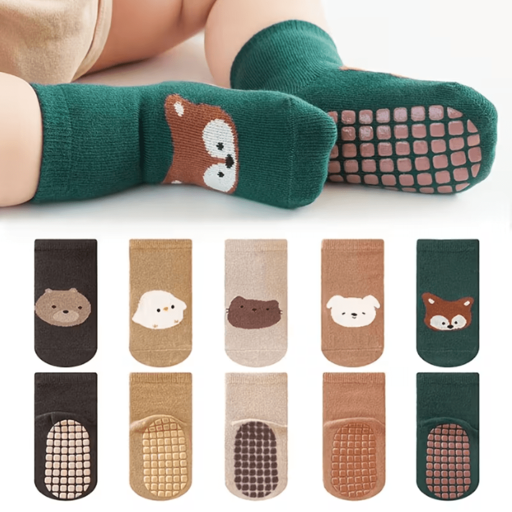 5 PARES MEDIAS PARA BEBE ANTIDELIZANTE PARA CAMINAR EN CASA - 1