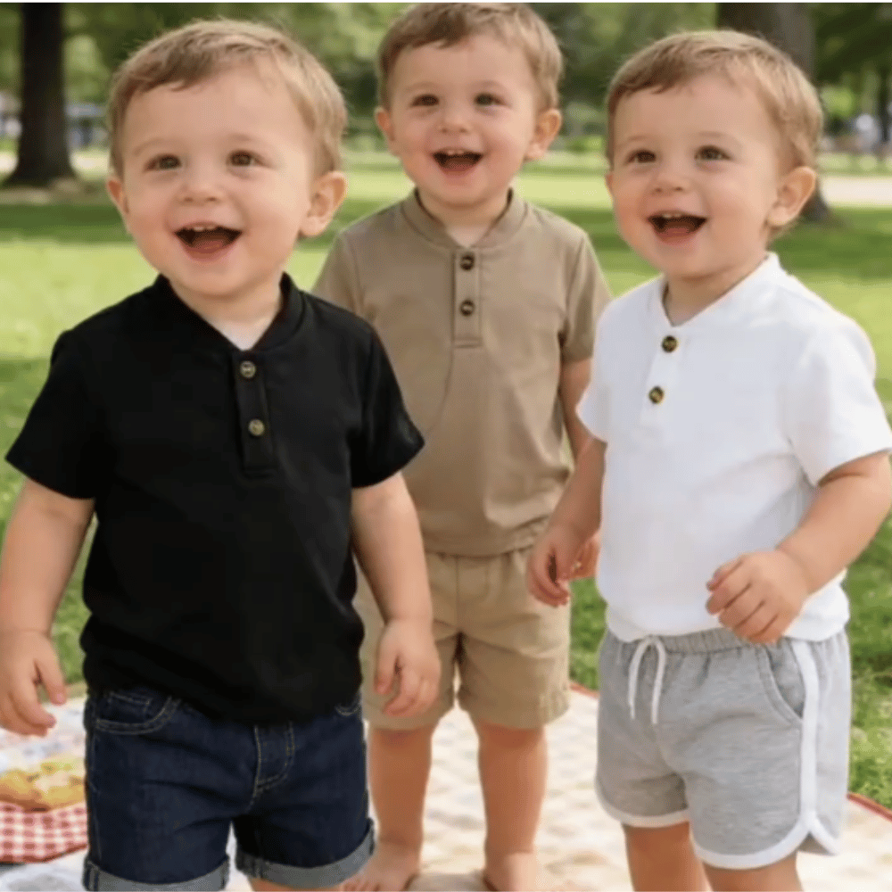 SET X 3 POLOS PARA BEBÉ MANGA CORTA CUELLO REDONDO BOTONES - 6