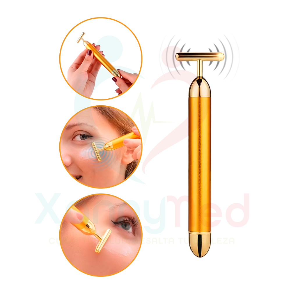 MASAJEADOR XANNYOR FACIAL CON VIBRACION DORADO ENERGY BEAUTY BAR - 4