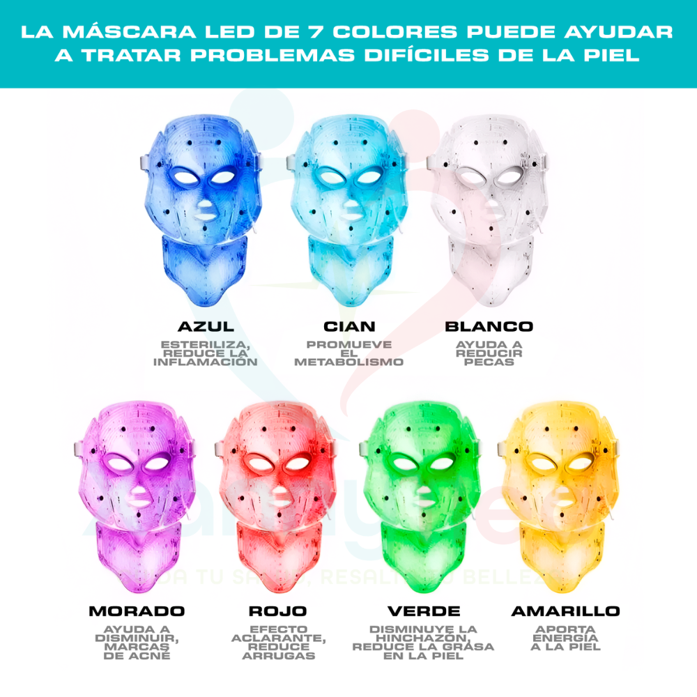MÁSCARA LED 7 COLORES FOTOTERAPIA ACNE ANTIAGE - 3