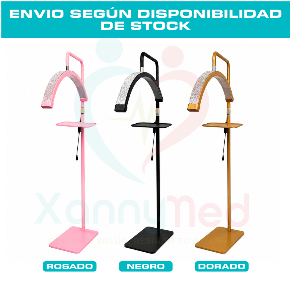 LAMPARA MEDIA LUNA DE PEDESTAL CON BRILLO - 4