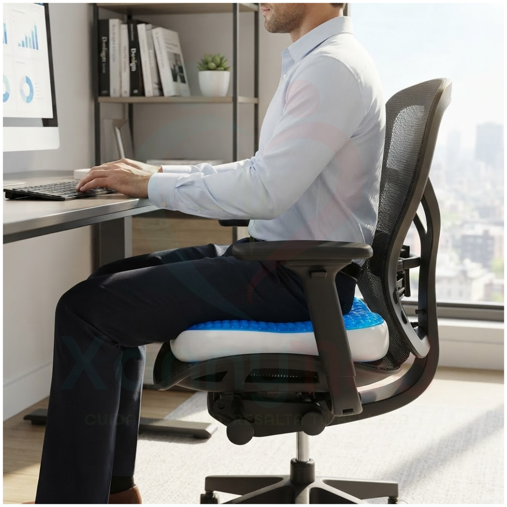 ALMOHADA TIPO ASIENTO VISCOLASTICO OVALADO ESTANDAR CON GEL - 3