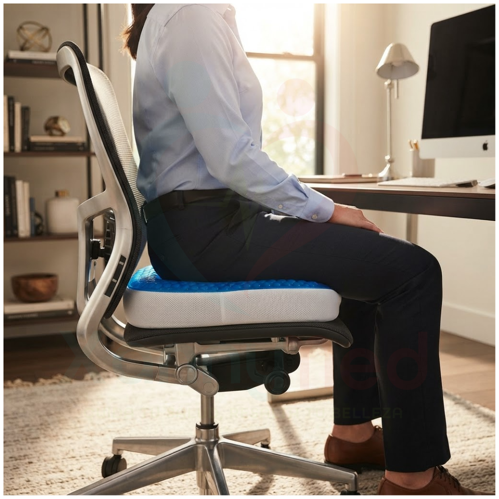ALMOHADA TIPO ASIENTO VISCOLASTICO OVALADO ESTANDAR CON GEL - 4