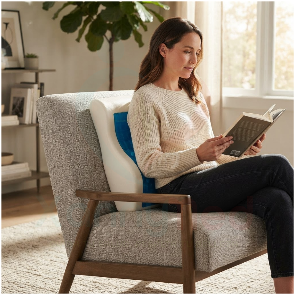 Espaldar Ergonomico de Memory Foam y Gel - Ideal para Silla de Escritorio y Auto - 4