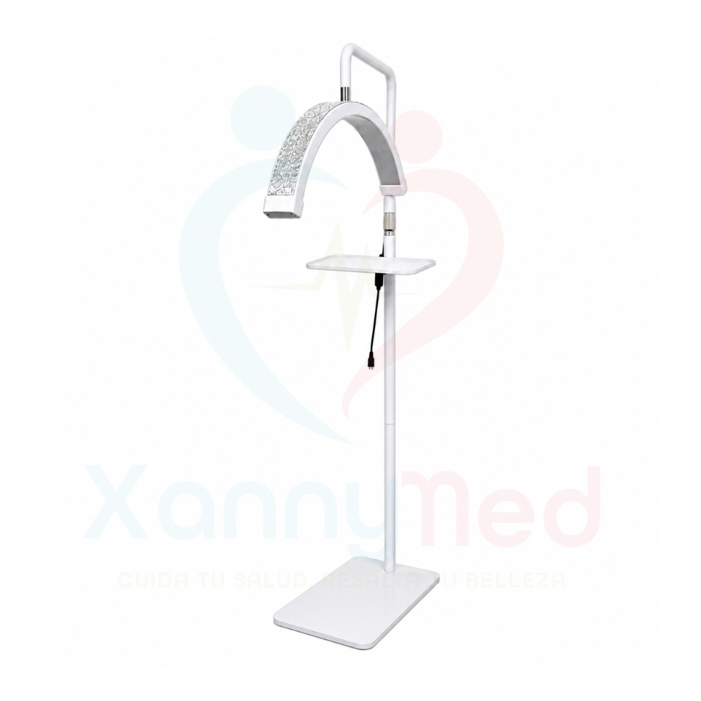 LAMPARA MEDIA LUNA DE PEDESTAL CON BRILLO - BLANCO - 1