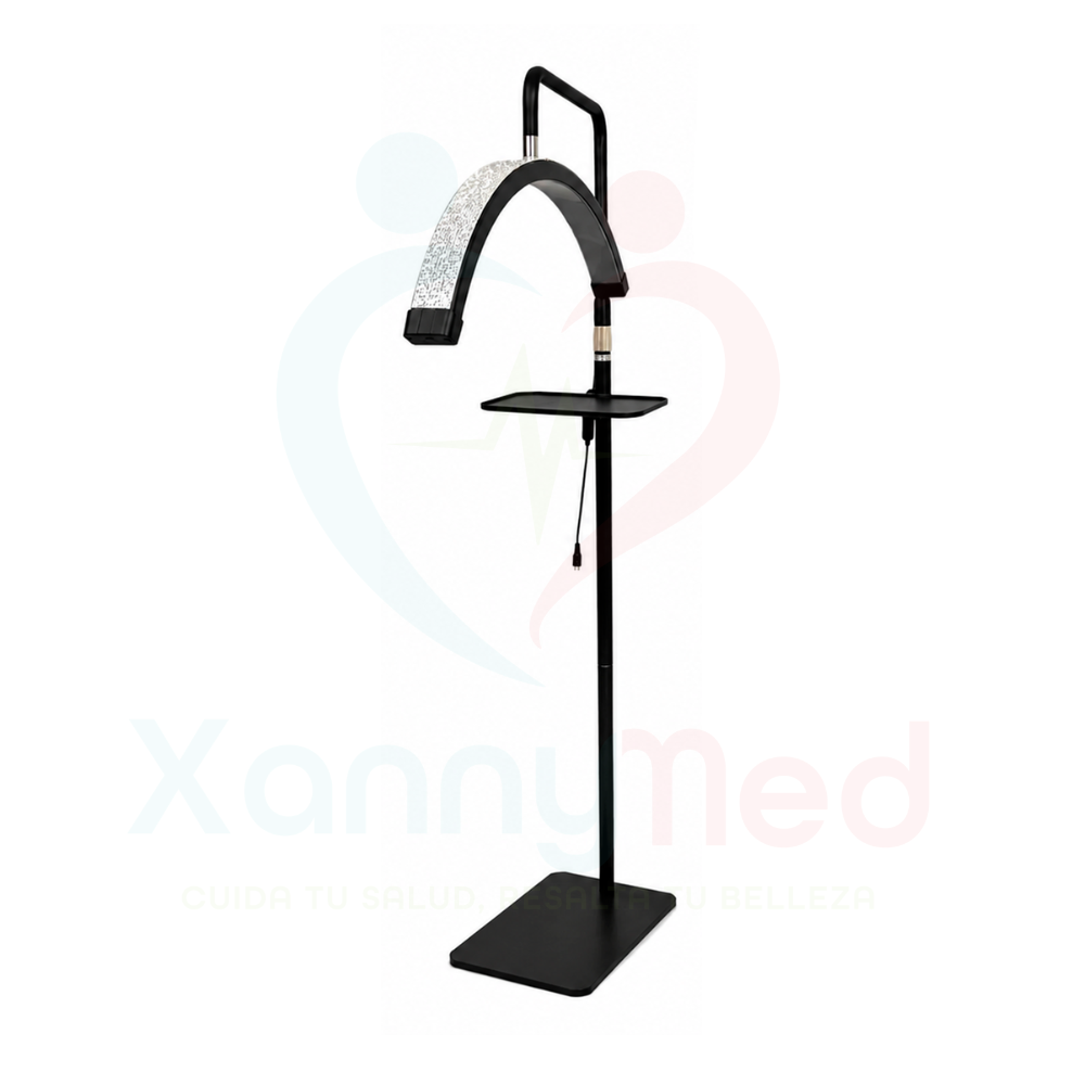 LAMPARA MEDIA LUNA DE PEDESTAL CON BRILLO - NEGRO - 1