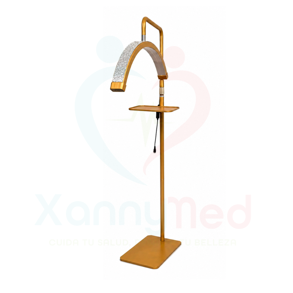 LAMPARA MEDIA LUNA DE PEDESTAL CON BRILLO - DORADO - 1