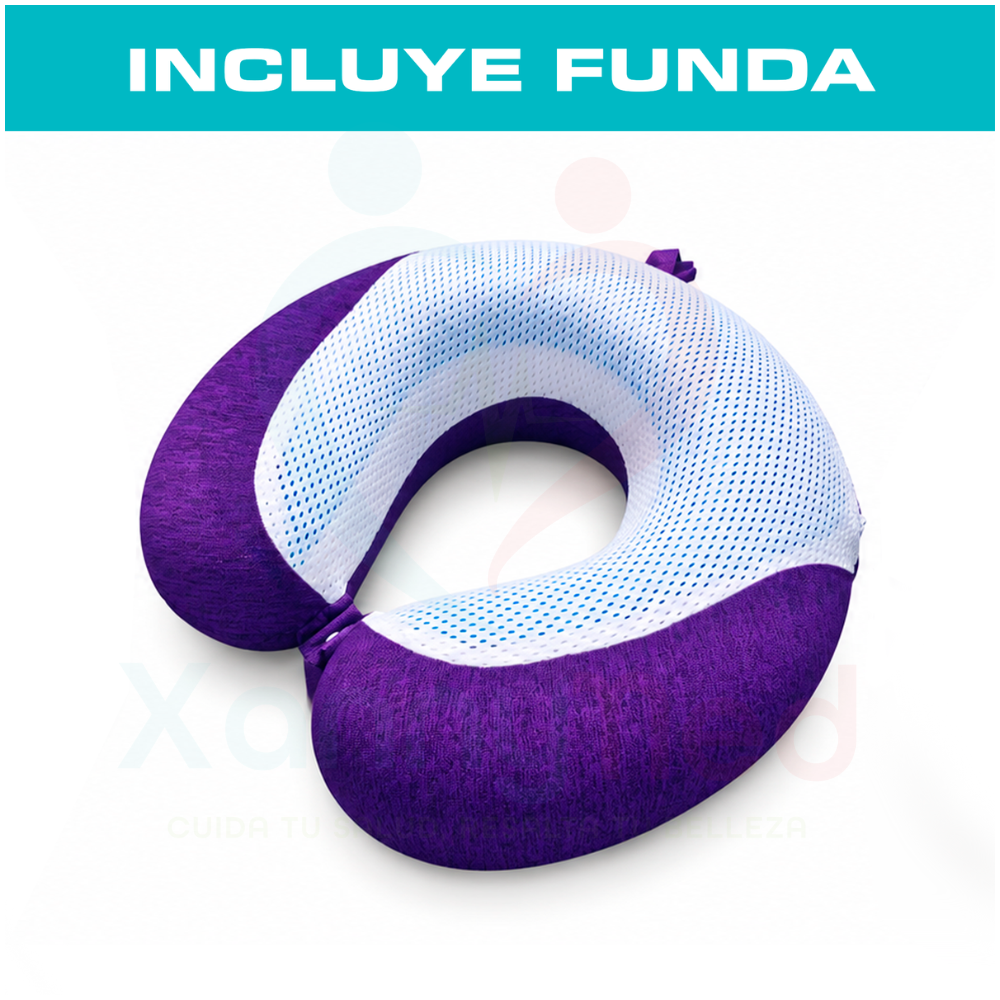 ALMOHADA TIPO COLLARIN VISCOELASTICO DE VIAJE CON GEL - 2