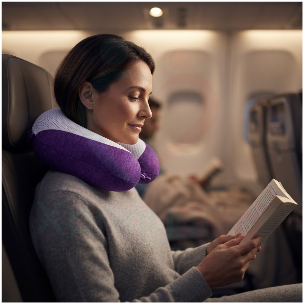 ALMOHADA TIPO COLLARIN VISCOELASTICO DE VIAJE CON GEL - 4