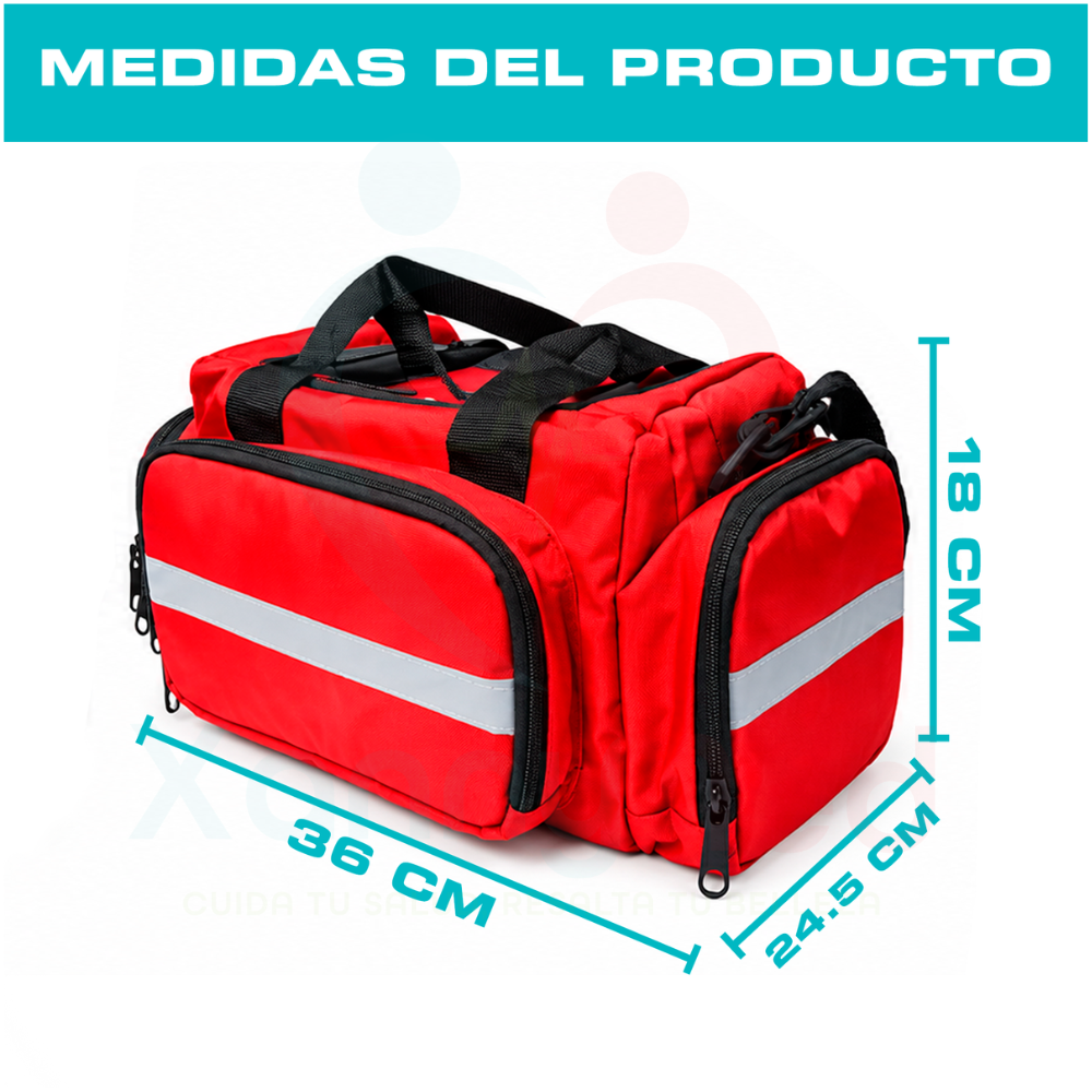 MALETIN DE EMERGENCIA ROJO DE LONA CON DIVISIONES - 5