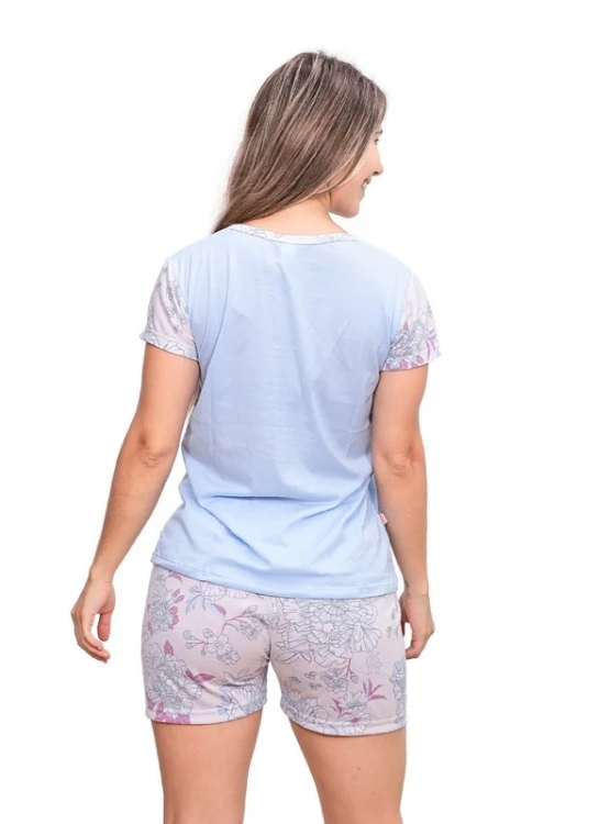 PIJAMA CORTA ALGODÓN MUJER INGA PIJAMAS CELESTE CLARO FRESH GIRL COBERT - 2