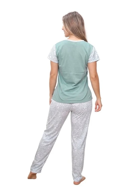 PIJAMA ALGODÓN MUJER INGA PIJAMAS VERDE JADE FEMINI COBERT - 2